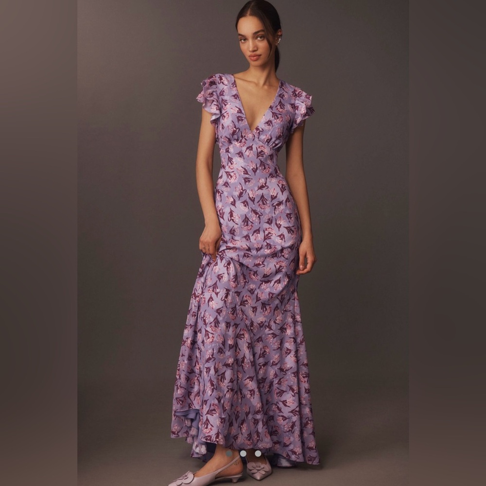 Anthropologie Lavender Floral Maxi Dress